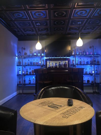 speakeasy bourbon bar in basement