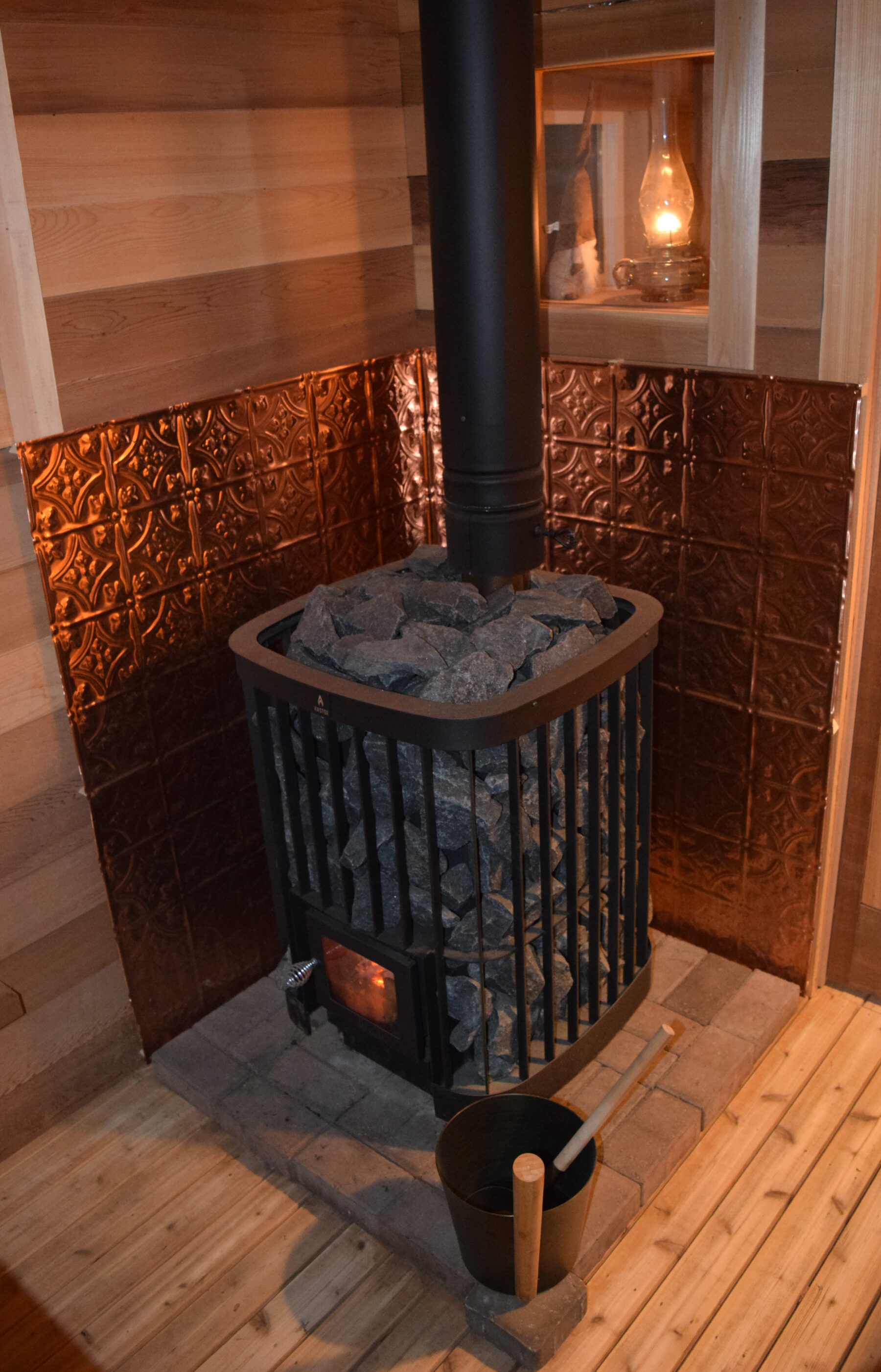 heat shield for wood burning sauna stove