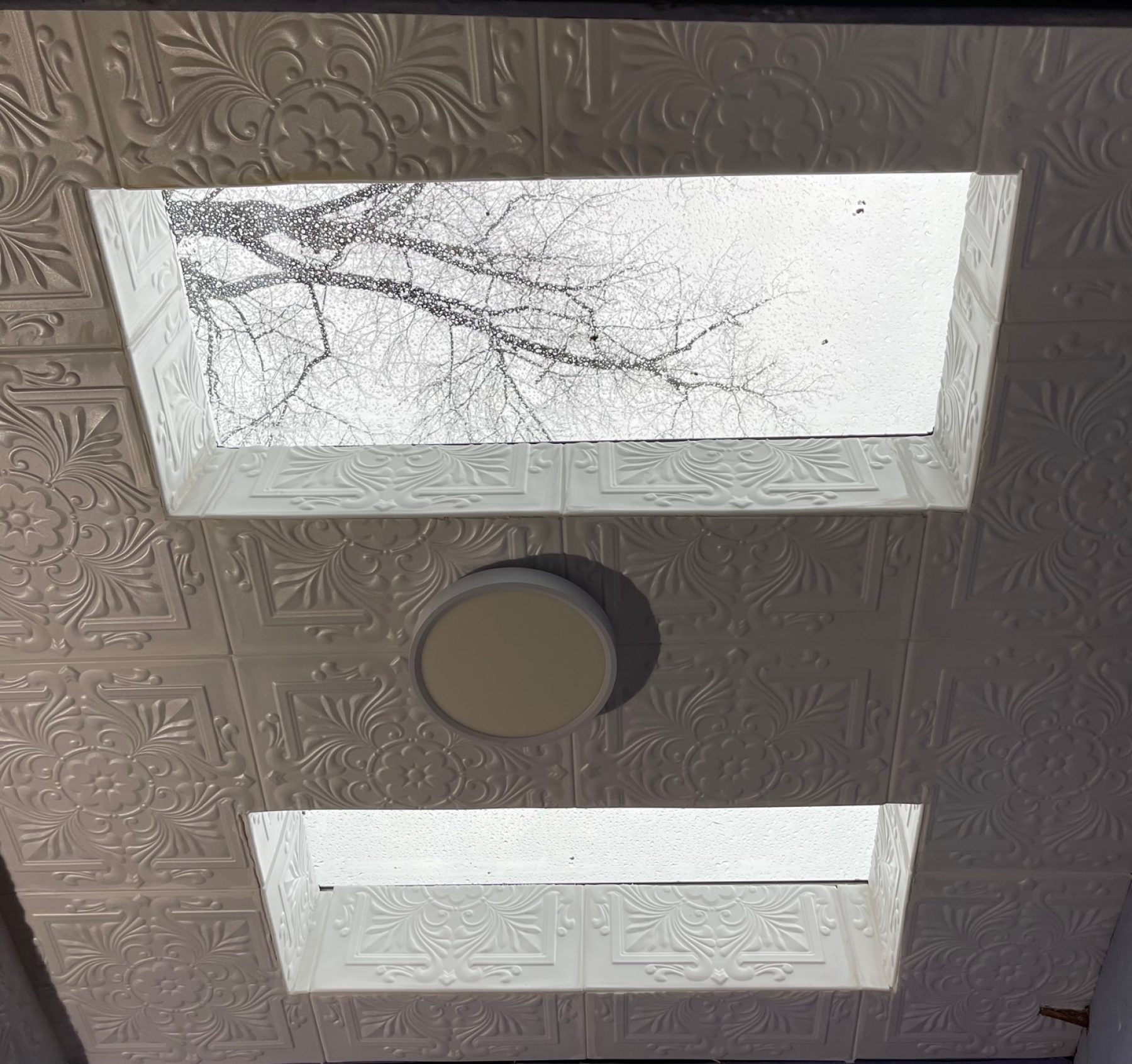 skylight kitchen by ceiling tiles