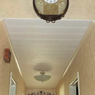 ceiling hallway in country white planks