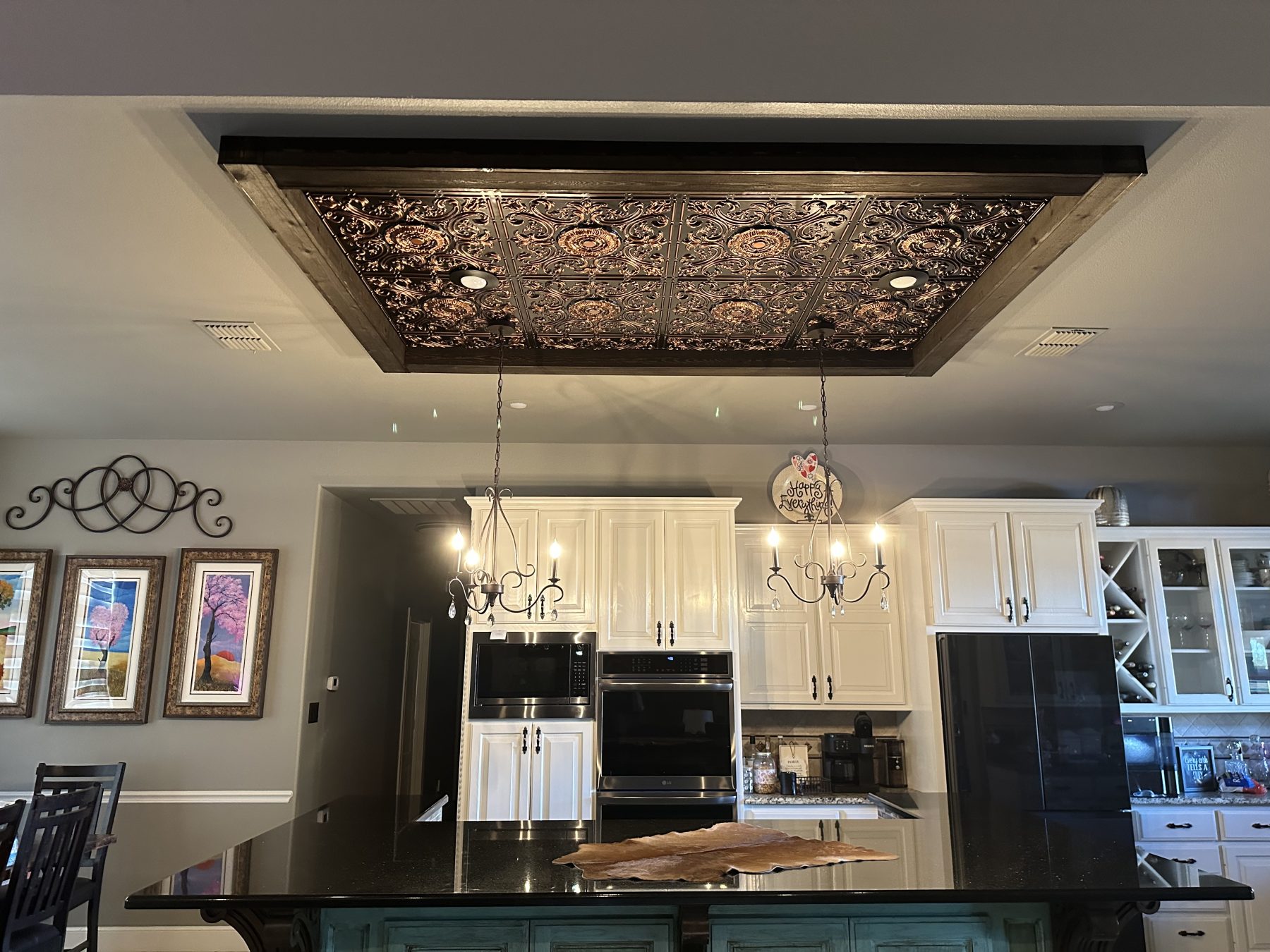 above the kitchen island