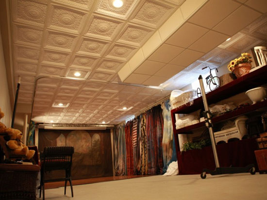 Basement Ceiling Tile Ideas Photos, How To Install Tin Ceiling Tiles In Basement