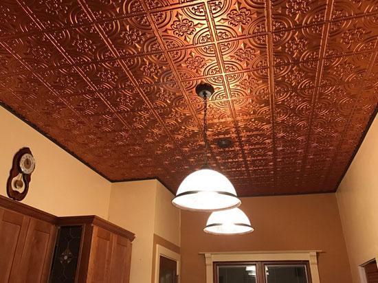 Lot of 5 Antique Copper PVC Faux Tin Decorative Ceiling Tiles Glue Up # 205 