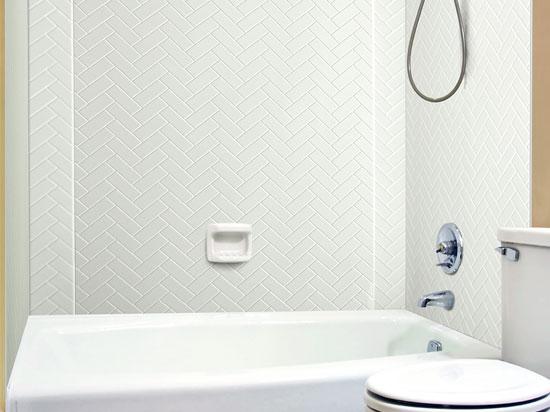Herringbone Tile Mirroflex Tub And, How To Tile A Bathtub Shower Wall