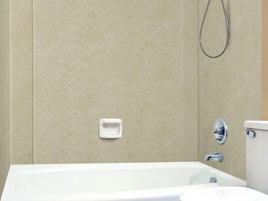 Herringbone Tile – MirroFlex – Tub And Shower Walls