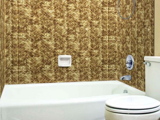 Herringbone Tile – MirroFlex – Tub and Shower Walls