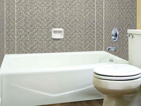 Herringbone Tile – MirroFlex – Tub and Shower Walls