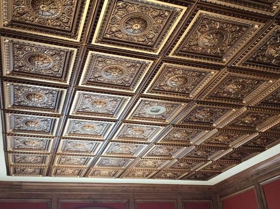 La Scala - Faux Tin Ceiling Tile - 24 in x 24 in - #223 - Brushed Gold