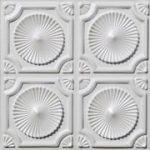 Whirligigs - Faux Tin Ceiling Tile - Glue up - 24 in x 24 in - #106 - White Gloss