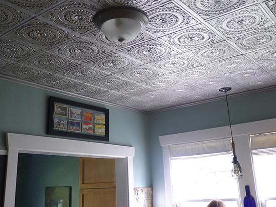 Grandma’s Doilies Quartet Faux Tin Ceiling Tile Glue up 24 in x 24 in – #117
