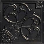 Lilies and Swirls - Faux Tin Ceiling Tile - 24 in x 24 in - #204 - Black