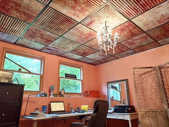 Ridged Metal – Corrugated Faux Tin Ceiling Tile #261